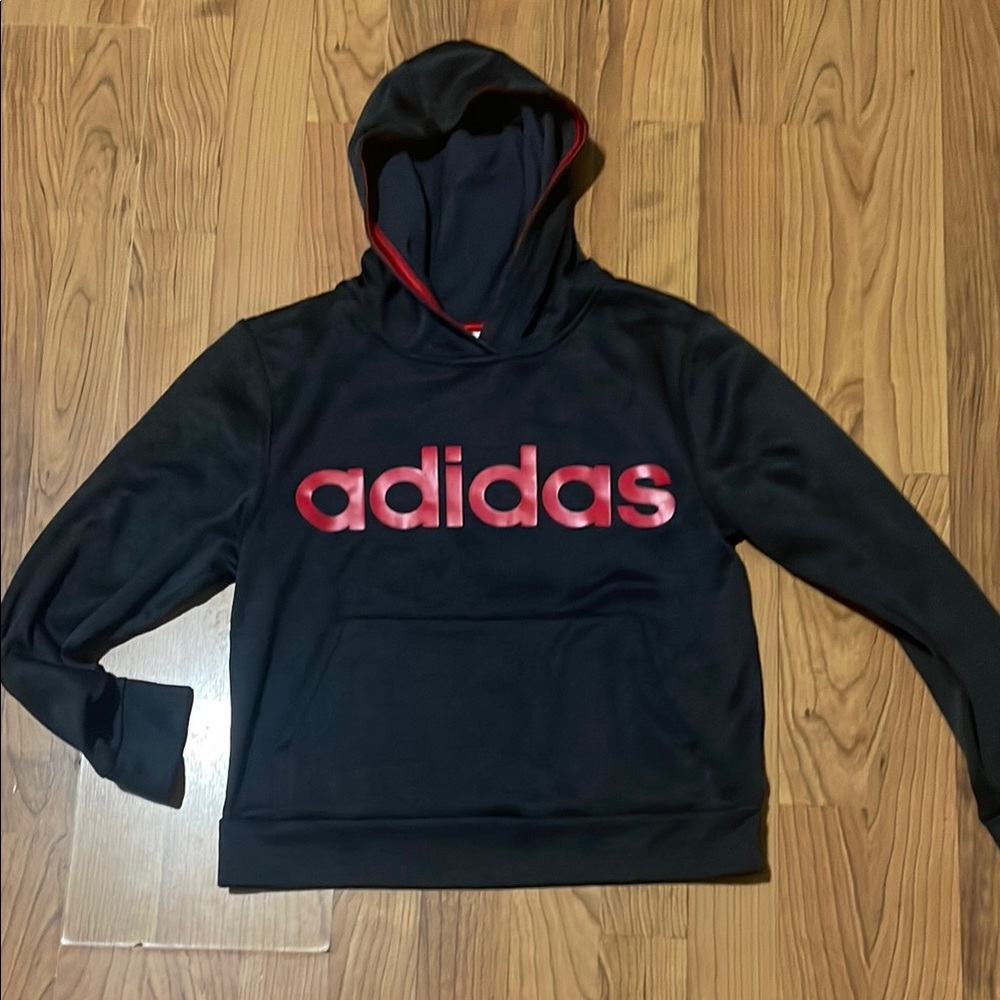 Adidas Black Hoodie with Red Logo
